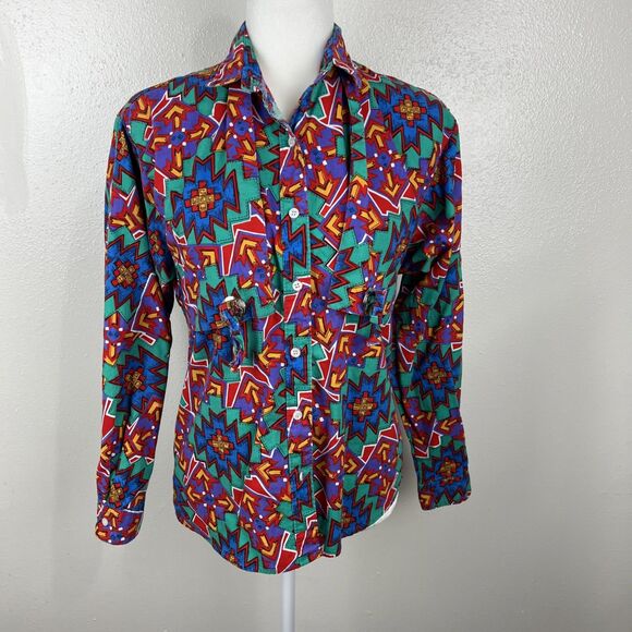 Vintage Frontier Series Button Down Shirt Women Medium Western Graphic Casual - Picture 13 of 13